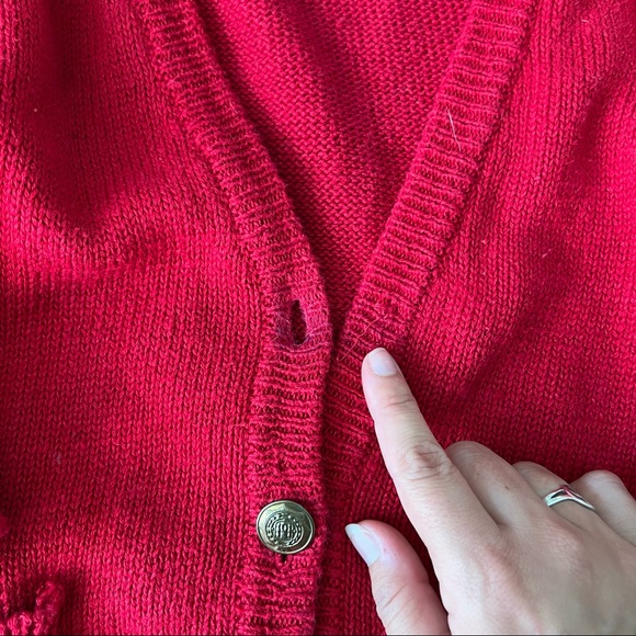 Vintage Heavy Knit Oversized Red Cardigan - Picture 4 of 9